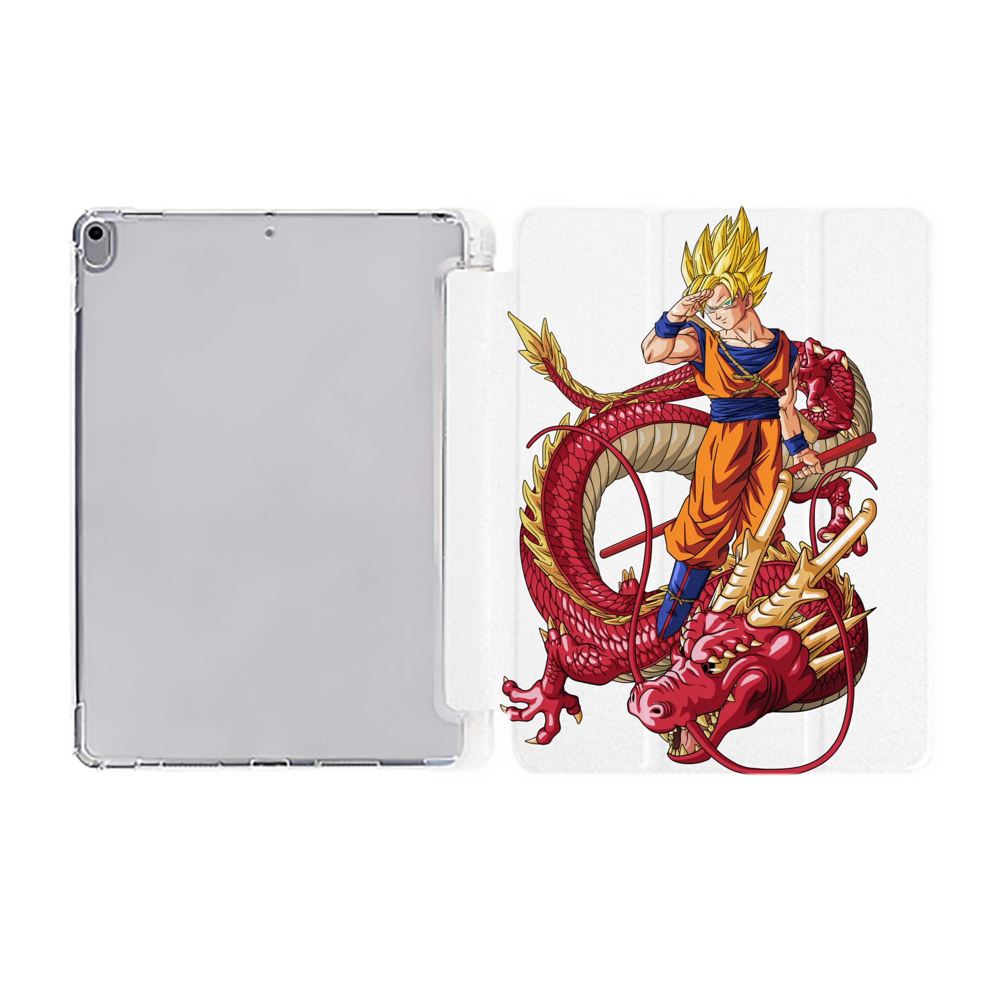 （画像用） ドラゴンボール 孫悟空（そん ごくう）Son Goku カカロット DRAGON BALL Kakarotto IPad ケース ペン収納付き 三つ折りスタンド PUレザー×シリコン 対応機種9.5/10.5/10.9インチ